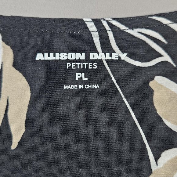 Allison Daley Black Floral Embellished Rhinestone Blouse PXL - Picture 3 of 9